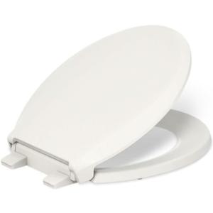 KOHLER K-7316-96 Cachet Quick-Release Round-Front Toilet Seat, Quick Attach Hardware, Easy to Clean, Color-Matched Plastic Hinges, Biscuit