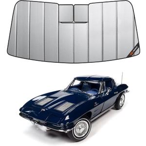Pigenius Windshield Sunshade for Chevy Corvette Coupe 1963-1967, Premium Grey Leather Finish