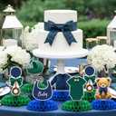 8 Pcs Tartan Plaid Style Bear Baby Shower Decorations Green Blue Bear Baby Shower Honeycomb Centerpieces 3D Table Decorations for Gender Reveal Birthday Party Supplies Table Centerpieces