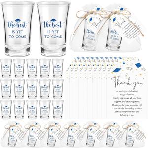 Roshtia 25 Set Graduation Party Favors for Guests 2026, Acrylic Shot Glasses with Thank You Cards and Organza Bags, High School & College Grad Celebration Party Souvenirs(Blue)