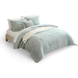 UGG Remina Comforter Set 5 Piece Bed in a Bag with Throw Blanket, Decorative Pillow, Shams, and Reversible Comforter Hypoallergenic Washable Luxury Fluffy Bedding, Full/Queen, Blue-Green Clear Creek