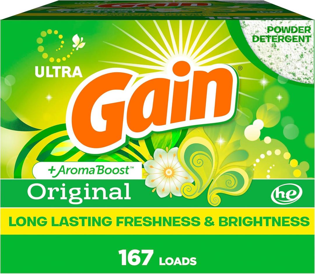 Gain Powder Laundry Detergent, Original Scent, 167 Loads, 154 OZ
