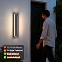 23.6'' Dusk to Dawn Outdoor Sconce Lights Black Exterior Lighting Fixtures | 3000K, Built-in LED Modern Front Porch Light, IP65 Waterproof Hardwired Sensor Outside Wall Lights for House Garage, 1 Pack