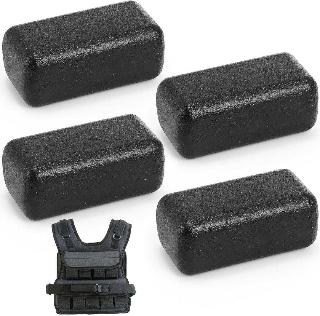 LEIFIDE 4 Pcs Iron Weights for Weighted Vest 2.6 lb Cast Iron Ingots for Elite Series Adjustable Weight Vest, Cardio & Strength Training Equipment