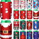 Pickmesh 16Pcs Christmas Beer Can Sleeves Santa Claus Beer Can Cooler Cover 12oz Xmas Neoprene Can Holder Insulated Drink Can Cover for Beverage Can Bottle Winter Christmas Party Favor, 5.1x3.9 (Standard)