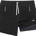 maamgic Mens 2 in 1 Running Shorts 5" Gym Workout Shorts with Zipper Pockets (X-Large, Black Print)