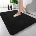 AROGAN Luxury Non Slip Bathroom Rug, Thick Soft and Absorbent Microfiber Bath Mat, Rubber Backing Quick Dry Rugs Carpets, Machine Washable Plush Mats for Shower Floor, Bathroom, 24x36 Inch Black