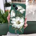 for iPhone 15 Case Anti Scratch Soft Microfiber Lining, Soft Shockproof Slim Fit Floral for iPhone 15 Phone Cover 6.1 inch-Cotton Green
