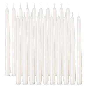 Taper Candles 10 inch (H) Dripless, Set of 20 White Unscented and Smokeless Taper Candles Long Burning, Paraffin Wax with Cotton Wicks for Burning 8 Hours Time