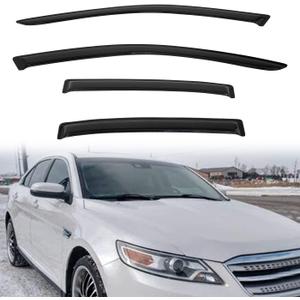 4pcs Out-Channel Smoke Tint Rain Guard compatible with compatible with 2010-2019 Taurus Tape-On Vent Deflector Window Visors Car Accessories