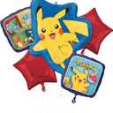 Anagram Pokmon Foil Balloon Bouquet 5 Piece Set Perfect for Kids Birthdays and Themed Parties