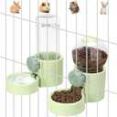 Hanging Automatic Pet Food Water Dispenser, 1L Auto Gravity Pet Feeder and 1L Water Dispenser Set, 34oz Cage Cat Dog Food and Water Dispenser for Kitten Puppy Bunny Guinea Pig (Green)