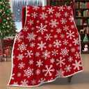 Christmas Snowflake Throw Blanket - Soft Cozy Warm Fleece for Couch and Bed - Plush Microfiber Flannel Winter Blanket 50 x 60 Inch