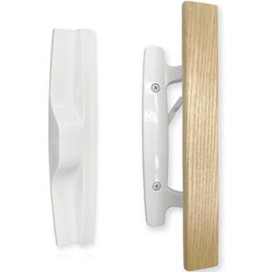 Patio Sliding Door Handle Set, Perfect Replacement Mortise Style Wood Handle Set Fits Door Thickness from 1-1/2" to 1-3/4", 3-15/16" Screw Hole Spacing, Non-Keyed, White