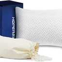 Bed Neck Pillows for Sleeping - Bedding Shredded Memory Foam Firm Pillow - Support Side Sleeper Pillow - Adjustable Loft Washable Removable Cooling Bamboo derived Rayon Pillowcase Queen