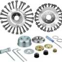 6 Inch+8 Inch Steel Wire Rotary Brush Cutter Trimmer Head, Weeds Blade Cutter with Universal Adapter Kit Compatible with Most Straight-Shaft String Trimmer & Brush Cutter & Weed Eater