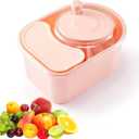 Fruit Cleaner Spinner, Large Fruit Washer Spinner, Fruit Cleaner Spinner with Fruit Washer Bowl and Brush, Vegetable Fruit Spinner Washer,Fruit and Vegetable Scrubber (Pink)