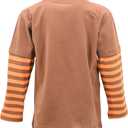 Unique Baby Boys Shirts for Kids and Toddlers Striped Layered Long Sleeve with Embroidery (Brown)