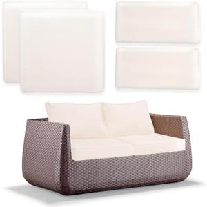 Outdoor Patio Cushion Covers Replacement, Couch Cushions Covers with Zippers, Waterproof Patio Furniture Cushion Slipcovers for Couches,Outdoor Patio Furniture (Beige, 4 Piece Sets)