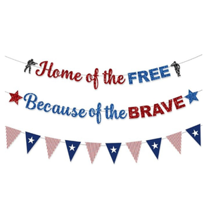 Memorial Day Decorations Banner Thank You Veterans Days Glitter Blue Red Sliver 4th of July Patriotic for Memorial Day Office Home Outdoor Indoor Party Decor NO DIY