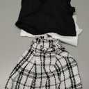 ChuYuKu Baby Girl Clothes Fall Winter Outfits Puff Sleeve Shirt Tartan Pleated Skirt Cute Vest Set Toddler Girl Dress Holiday, Size 3-4T