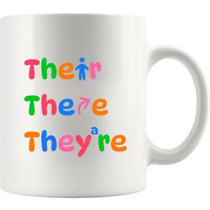 2 x Their There They're English Teacher Gifts from Students Editors Writers Teacher Appreciation Day Gifts Grammar Mugs Funny Coffee Ceramic Mug 11 oz White