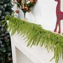 2PCS 6FT Christmas Norfolk Garland Decorations, Faux Pine Garland Outdoor, Artificial Unlit Green Garlands, Christmas Mantel Decoration Indoor, Thick Greenery Xmas Decor in The Winter
