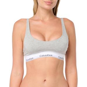 Calvin Klein Women's Modern Cotton Lightly Lined Scoopneck Bralette (Grey Heather), Small