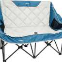 Double Camping Chair, Padded Oversized Camping Loveseat for Adults 2 Person Couch Two Seat Support 600LBS Heavy Duty Folding Camp Lawns Chairs for Outdoor Beach Backyard Tailgating Sports