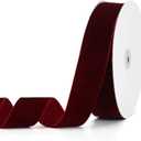 Burgundy Velvet Ribbon 1-1/2" x 20Yd,Great for Gift Wrapping,Hair Bows Making, Wreaths,Wedding and Christmas Party Decoration(Burgundy 1-1/2")