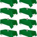 8 Packs Green Tablecloth Rectangle 60x126 Inch Rectangular Table Cloths for 8ft Rectangle Tables, Wrinkle Resistant Polyester Fabric Washable Table Covers for Wedding Party Banquet Dining