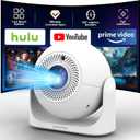 Auto Focus Mini Projector Support 4K 1080P, Built-in APPS & Auto Keystone 270 Rotatable, Portable Projector with WiFi and Bluetooth, Home Theater Outdoor Movie Bedroom Projector, 350 ANSI Lumens (white)