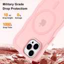 Hualele Magnetic for iPhone 15 Pro Max Case, Compatible with MagSafe, Military Grade Dropproof Translucent Matte Back Cute Curly Wave Edge Slim Phone Case 15 Pro Max, Light Pink