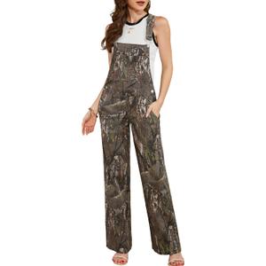 Camo Overalls for Women Loose Fit Fashion Jumpsuits Straight Leg Pants Camouflage Bibs Coveralls Hunting Clothes (Green, XXL)