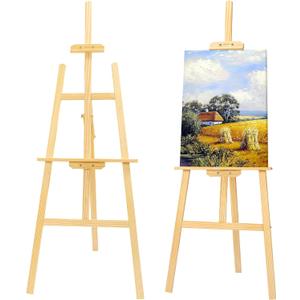 Finenolo Wooden Easel Stand for Painting, 45" Adjustable Height Folding Art Easel for Canvas, Drawing, Wedding Signs & Posters, Ideal for Adults, Artists, Beginners, Students & Kids, Pine