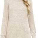 Sweaters for Women Long Sleeve Crewneck Sweatshirt Loose Casual Tunic Tops (M)