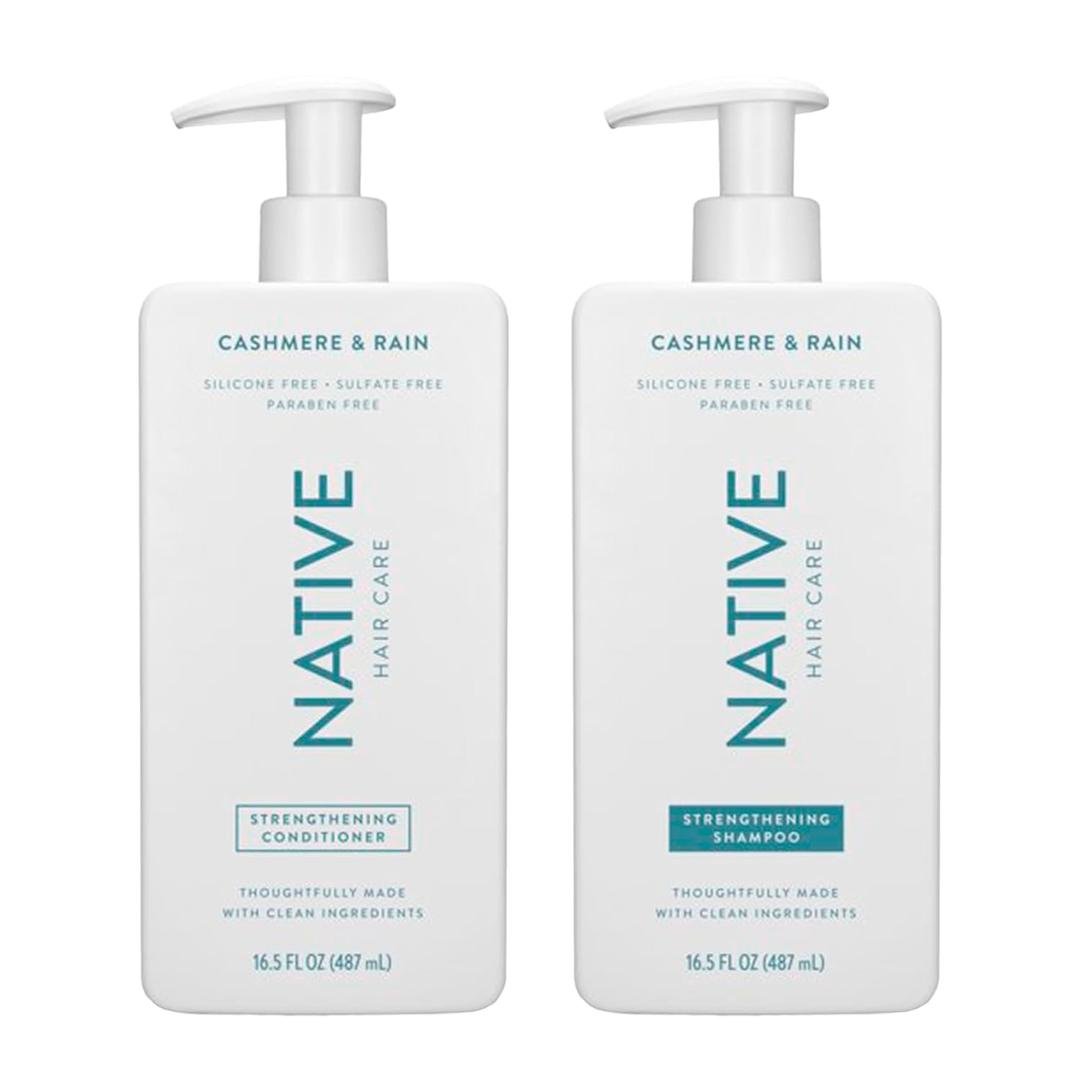 Native Cashmere & Rain Strengthening Shampoo and Conditioner Set 16.5 oz each, Blue