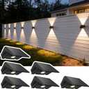 Solar Fence Lights Outdoor, 6 Pack Warm White Up and Down Solar Wall Lights, IP67 Waterproof LED Dusk to Dawn Solar Powered Fence Lights for Patio, Backyard, Deck, Garden, Yard, Outdoor Wall Decor