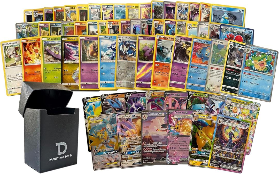 Pokémon Compatible 106 Card Lot with 3 Legendary Ultra Rare Cards Bundle- with Dan123yal Deck Box Included