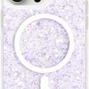 For iPhone 15 Pro Max Case, Clear Glitter MagSafe Compatible, Bling Sparkly Girly Case for iPhone 15 Pro Max, Magnetic Protective Phone Cover, Purple Glitter, Cetus
