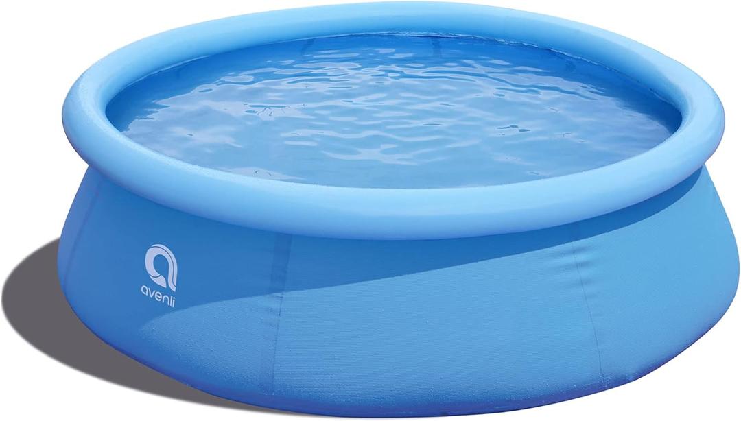JLeisure Avenli 8 Foot x 25 Inch 2 to 3 Person Capacity Prompt Set Above Ground Inflatable Outdoor Backyard Swimming Pool, Blue