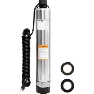 WASSERMANN 4" Septic Pump Submersible Effluent/Cistern Bottom Suction Pump with 33FT Cable,1HP,230V/60HZ,32GPM,207FT Head,Stainless Steel Deep Well Pumps for Septic Tank Home