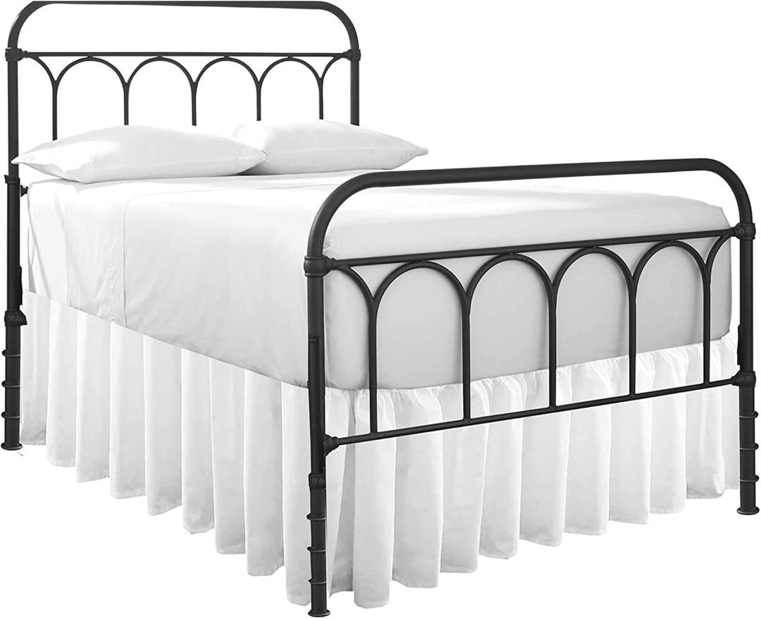 Ruffled Bed Skirt with Split Corners-Dust Ruffle - 16" Drop 100% Microfiber Soft,Sheen & Luxurious Look - Bed Skirts (White -King)