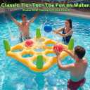 2 in 1 Pool Toys Games Set Inflatable Pool Float with 10 Balls & 8 Rings Tic-Tac-Toe Pool Games, Fun Summer Party Beach Outdoor Yard Game
