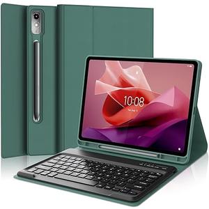 Keyboard Case for Lenovo Tab P12 12.7 Inch 2023, Magnetic Detachable Wireless Bluetooth Keyboard, PU Leather Cover Case with Pencil Holder, Auto Sleep/Wake, Adjustable Kickstand for Lenovo Tab P12