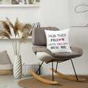 Hug This Pillow Until You Can Hug Me Throw Pillow Covers 18x18, Anniversary Birthday Gifts for Boyfriend Girlfriend, Long Distance Relationship Gifts, Couples Pillow Covers (Colour 02)