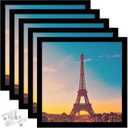icariery 14x14 Picture Frame Set of 5, Black Square Photo Frames High Transparent Wall Gallery Desktop Horizontal Vertical for Canvas Collage Photo Poster Certificate 14 x 14 inches