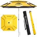Patio Umbrella with Exclusive Black Coating, 7.2ft/7.8ft Heavy-Duty Double-Layer Nylon Canopy, Adjustable Tilt Sun Shade Outdoor Table Umbrella, UV Protection & Carry Bag for Beach, Fishing, Backyard