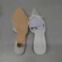 Coutgo Womens Kitten Heels Mules with Bow Satin Slip on Pumps Closed Pointed Toe Dress Wedding Party Shoes (8.5, White)