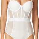 DKNY womens Sheers Strapless Bodysuit (34DD, White)